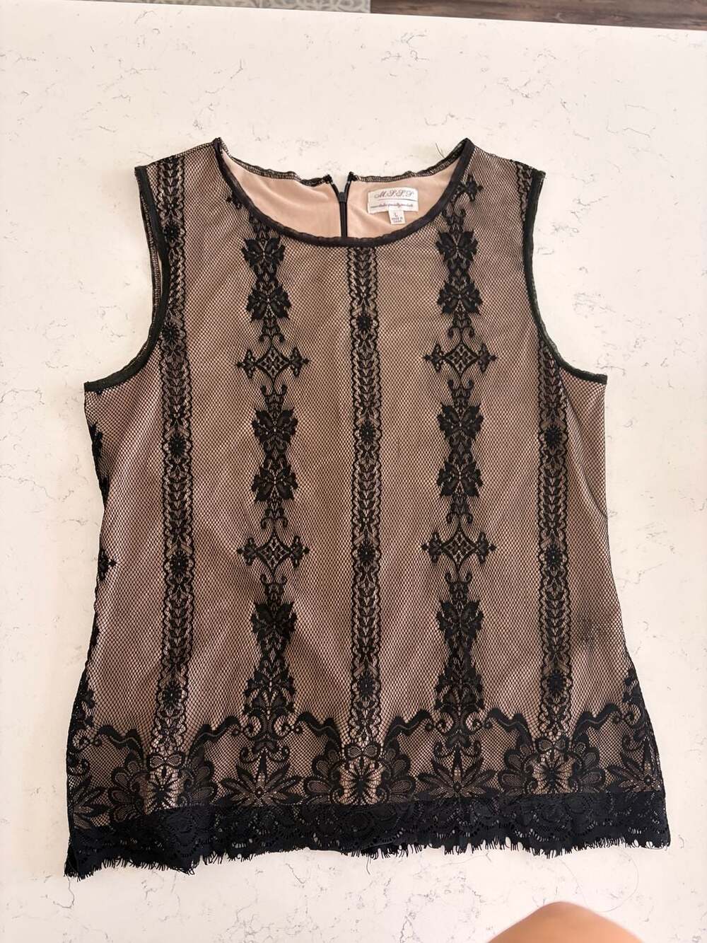 M.S.S.P. Max Studio  Black Lace Sleeveless Top